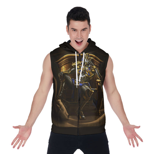 Egyptian Pharaoh Men's Zipper-Up Sleeveless Hoodie
