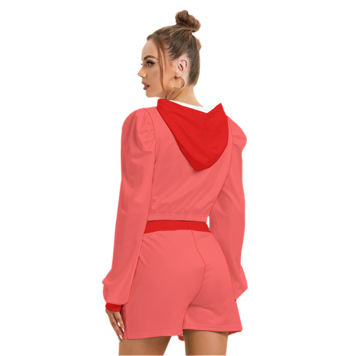 Red Heart With Roses Women's Micro Fleece Hoodie And Shorts Set