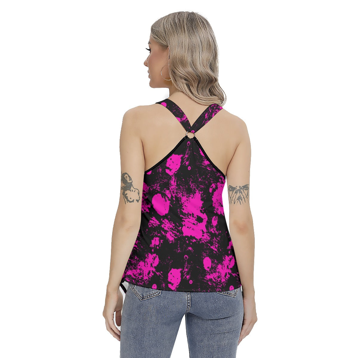 Pink Spots Women's Skinny Sport Tank Top