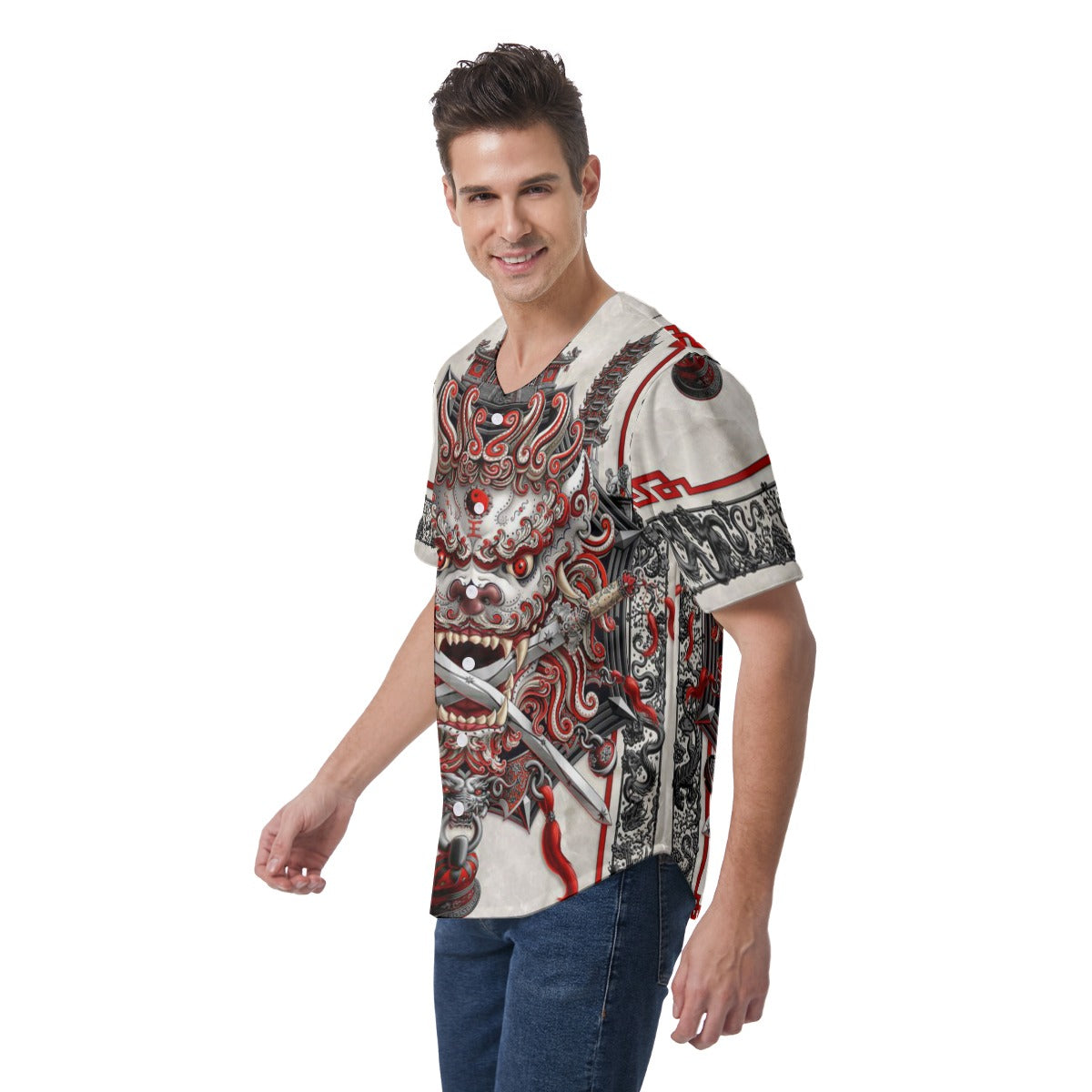 Men's Chinese Dragon Short Sleeve Baseball Jersey