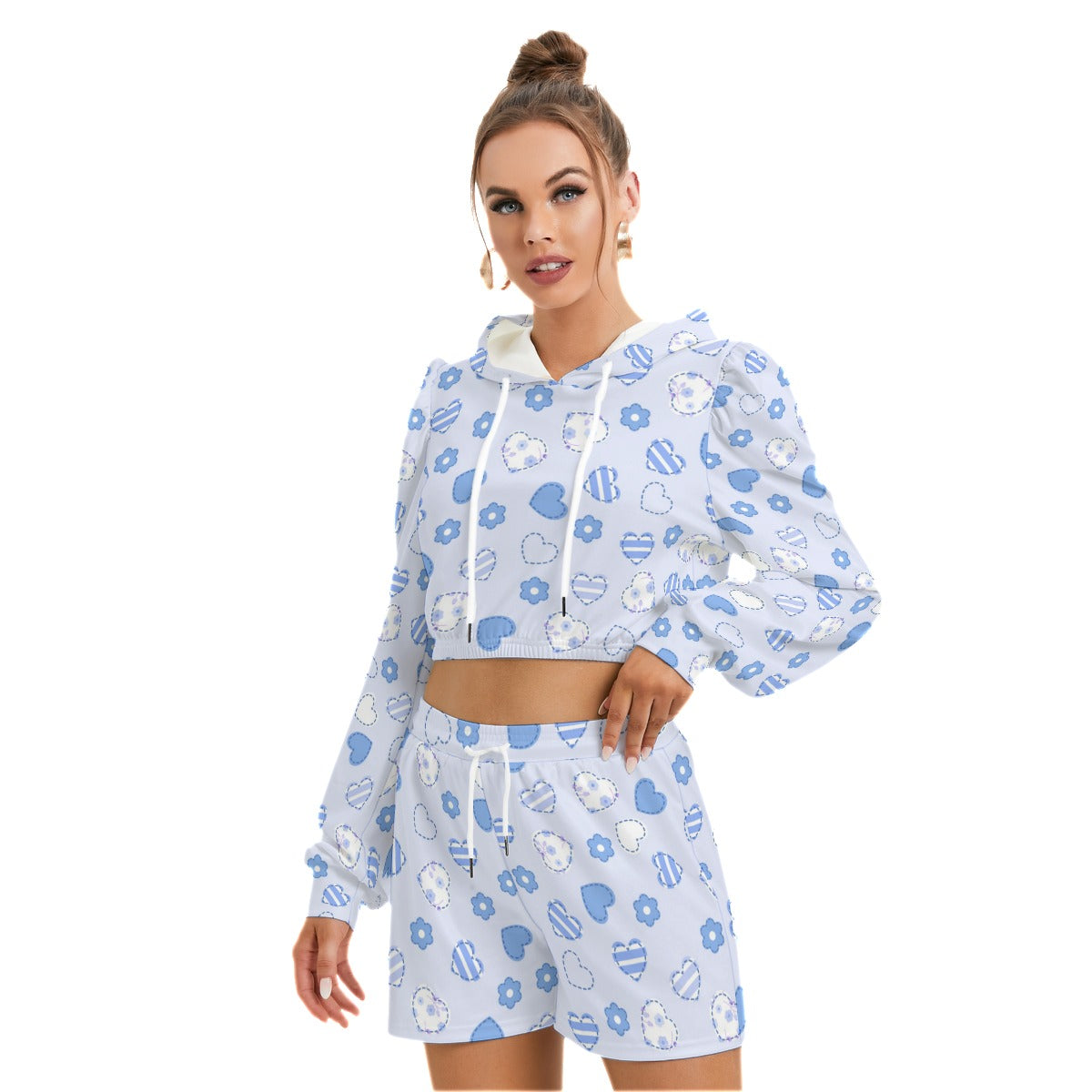Hearts & Flowers Women's Micro Fleece Hoodie And Shorts Set