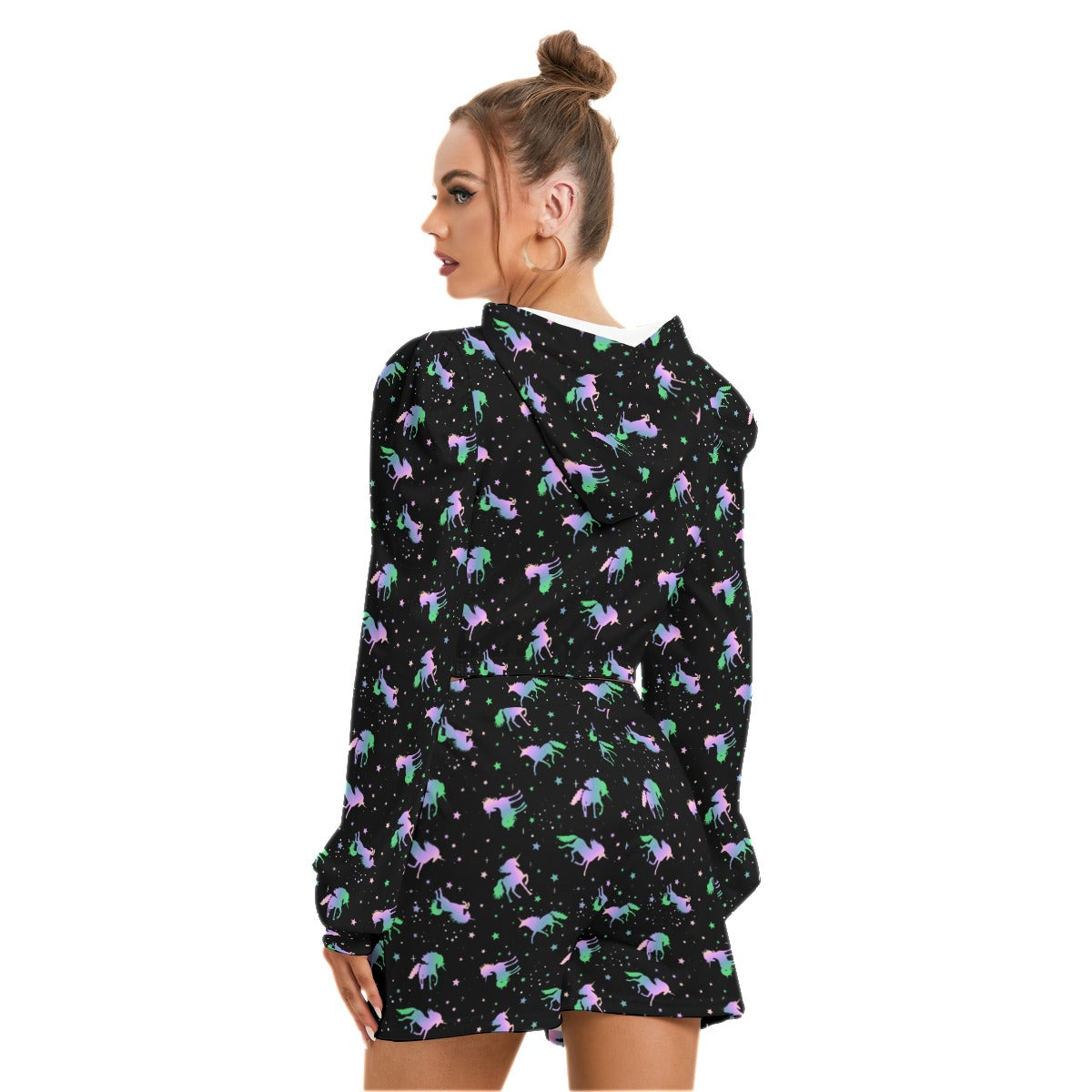 Unicorns & Stars Women's Micro Fleece Hoodie And Shorts Set