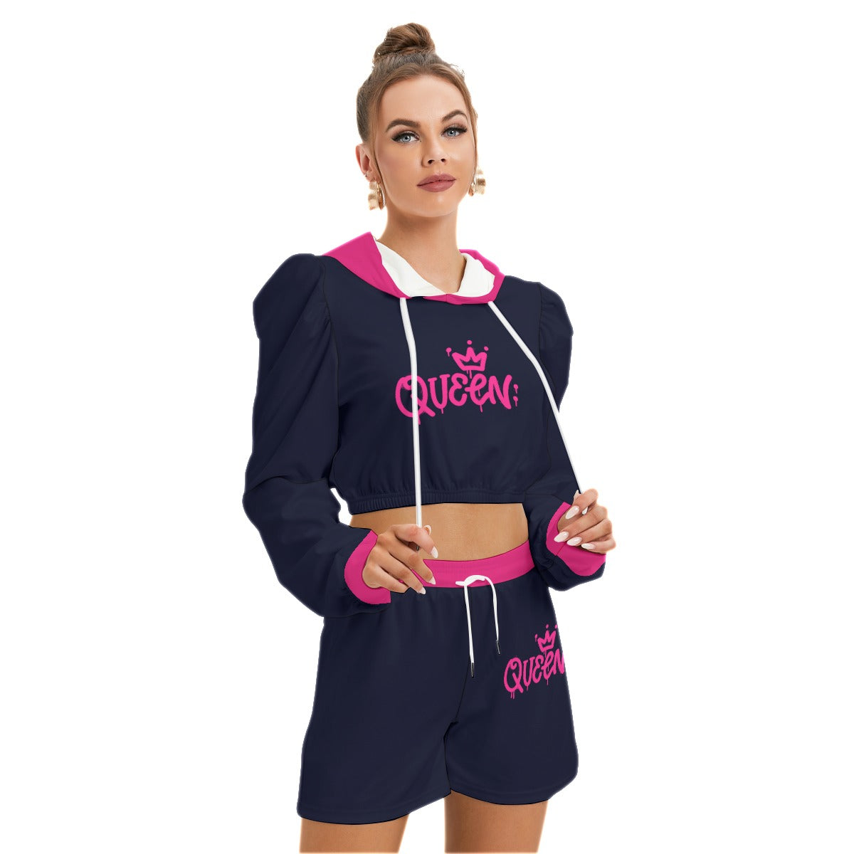 Queen Women's Micro Fleece Hoodie And Shorts Set
