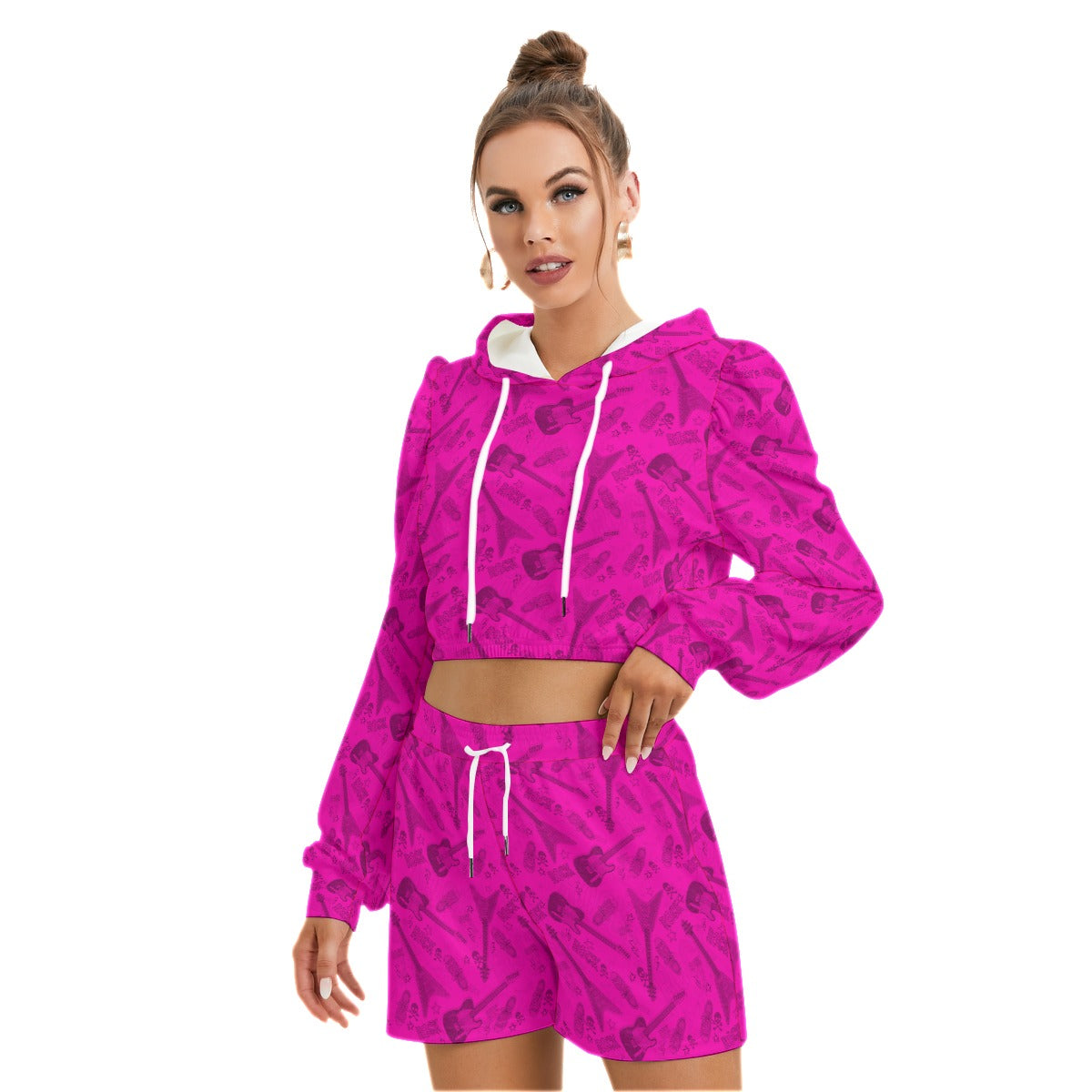 Cute Rock Star Women's Micro Fleece Hoodie And Shorts Set