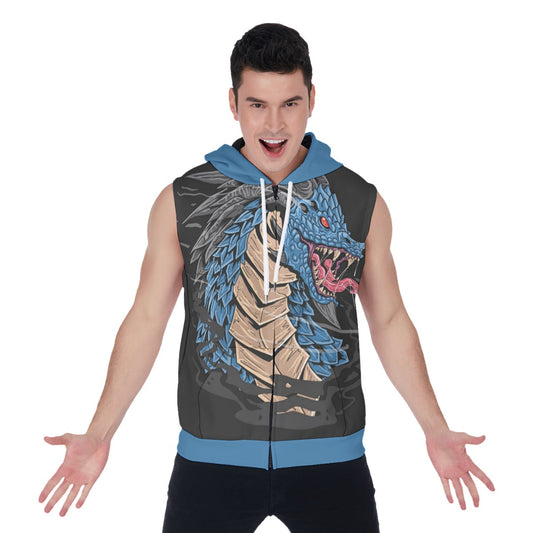 Dragon Men's Zipper-Up Sleeveless Hoodie