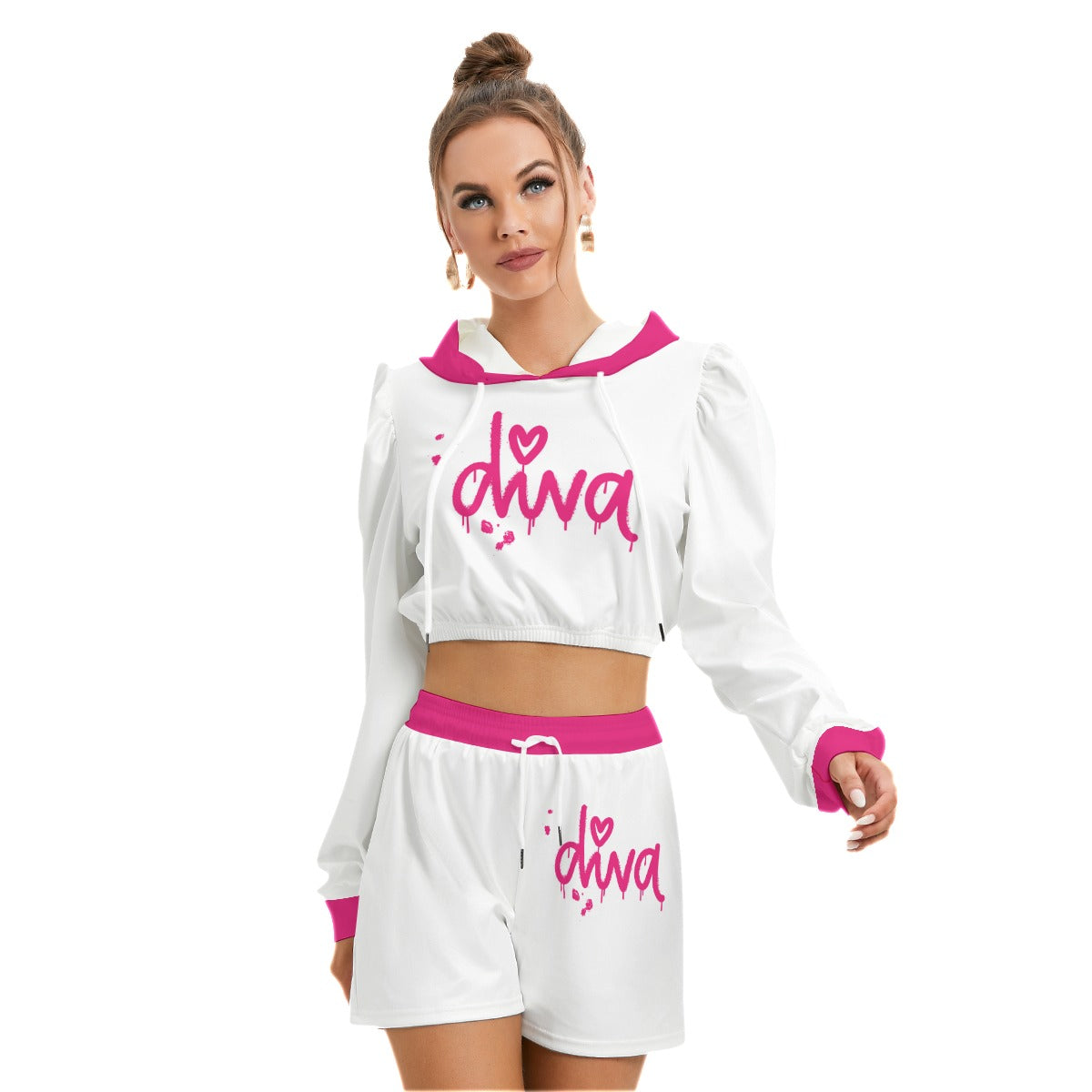 Diva Women's Micro Fleece Hoodie And Shorts Set