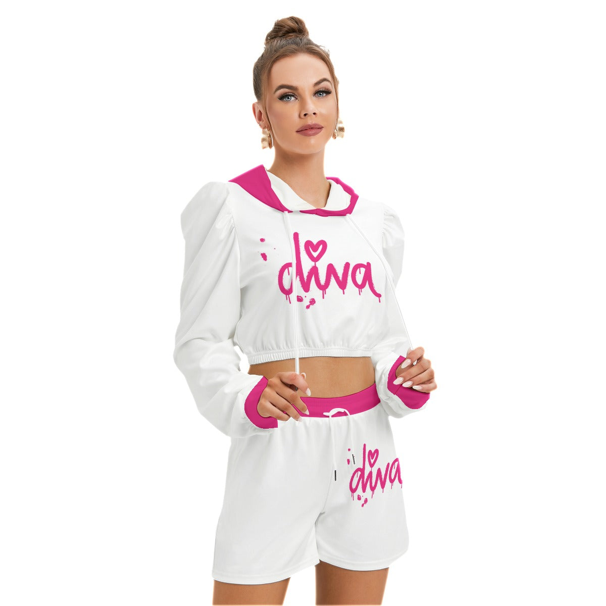 Diva Women's Micro Fleece Hoodie And Shorts Set