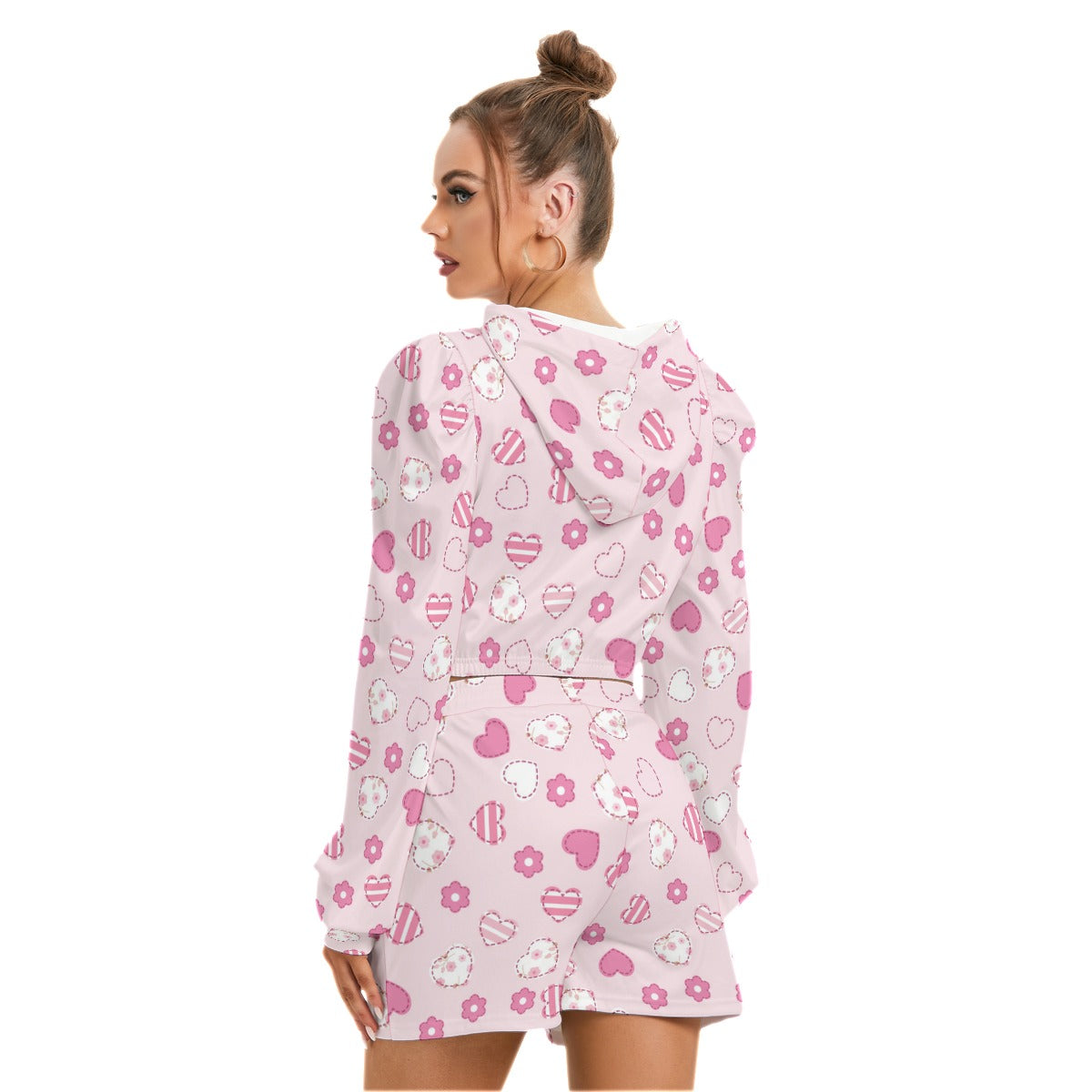 Hearts & Flowers Women's Micro Fleece Hoodie And Shorts Set