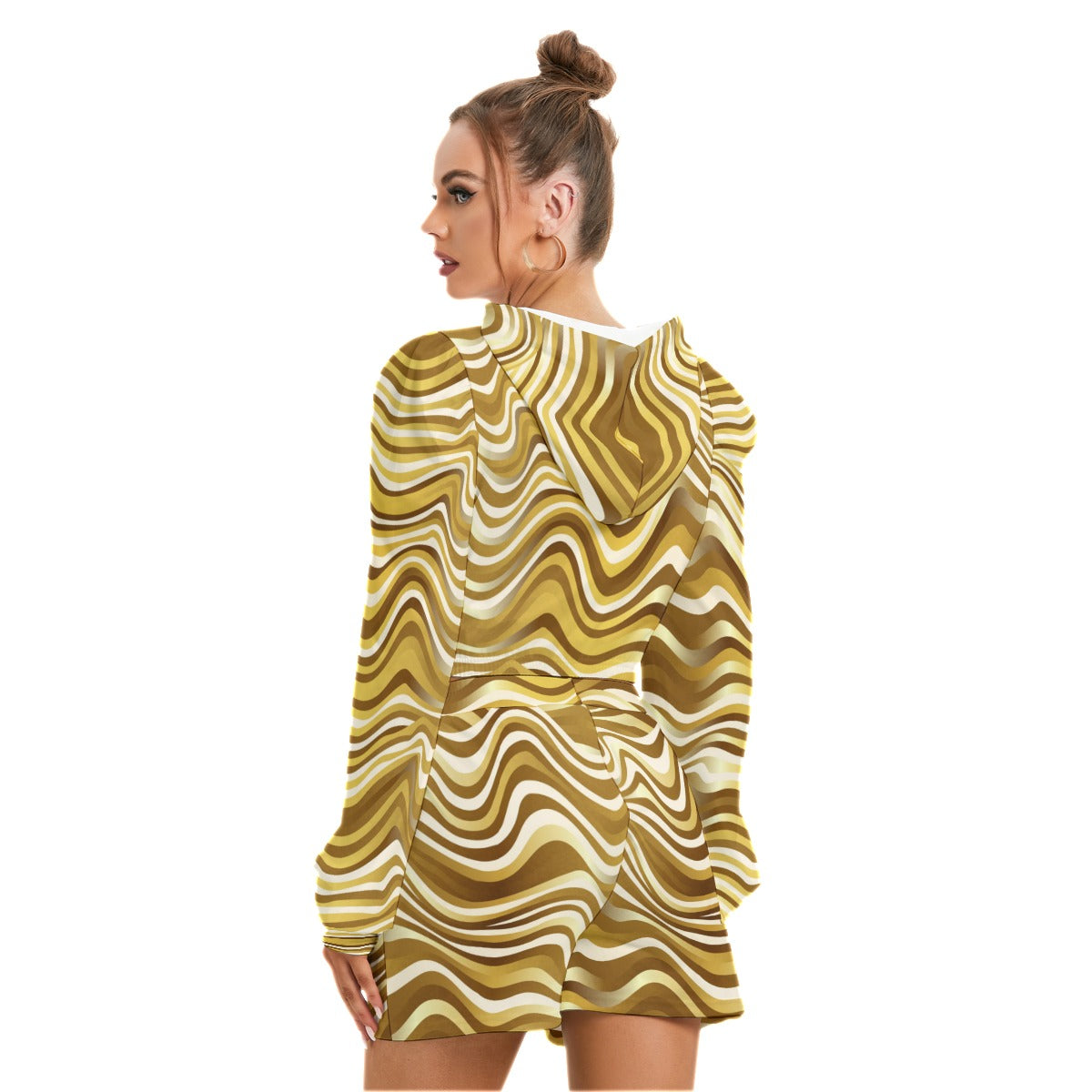 Gold Wavy Baby Women's Micro Fleece Hoodie And Shorts Set