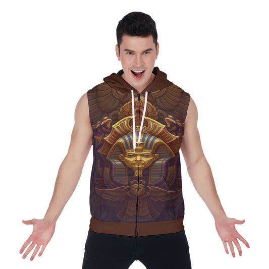 Egyptian Pharaoh Men's Zipper-Up Sleeveless Hoodie