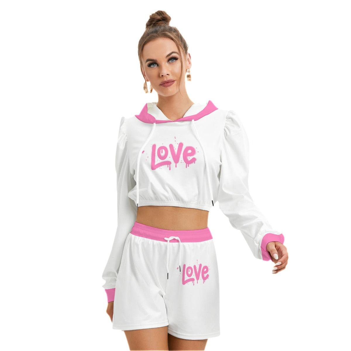 Love Women's Micro Fleece Hoodie And Shorts Set