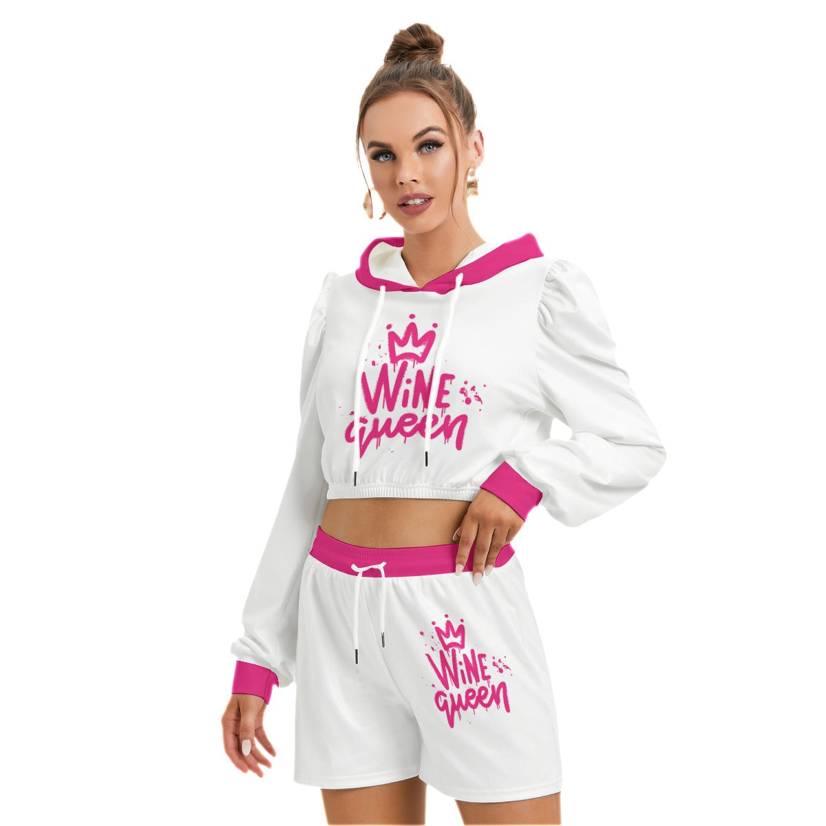 Wine Queen Women's Micro Fleece Hoodie And Shorts Set