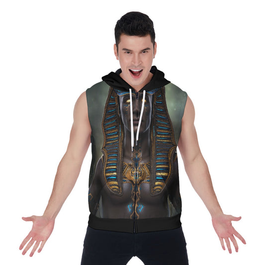 Egyptian Pharaoh Men's Zipper-Up Sleeveless Hoodie