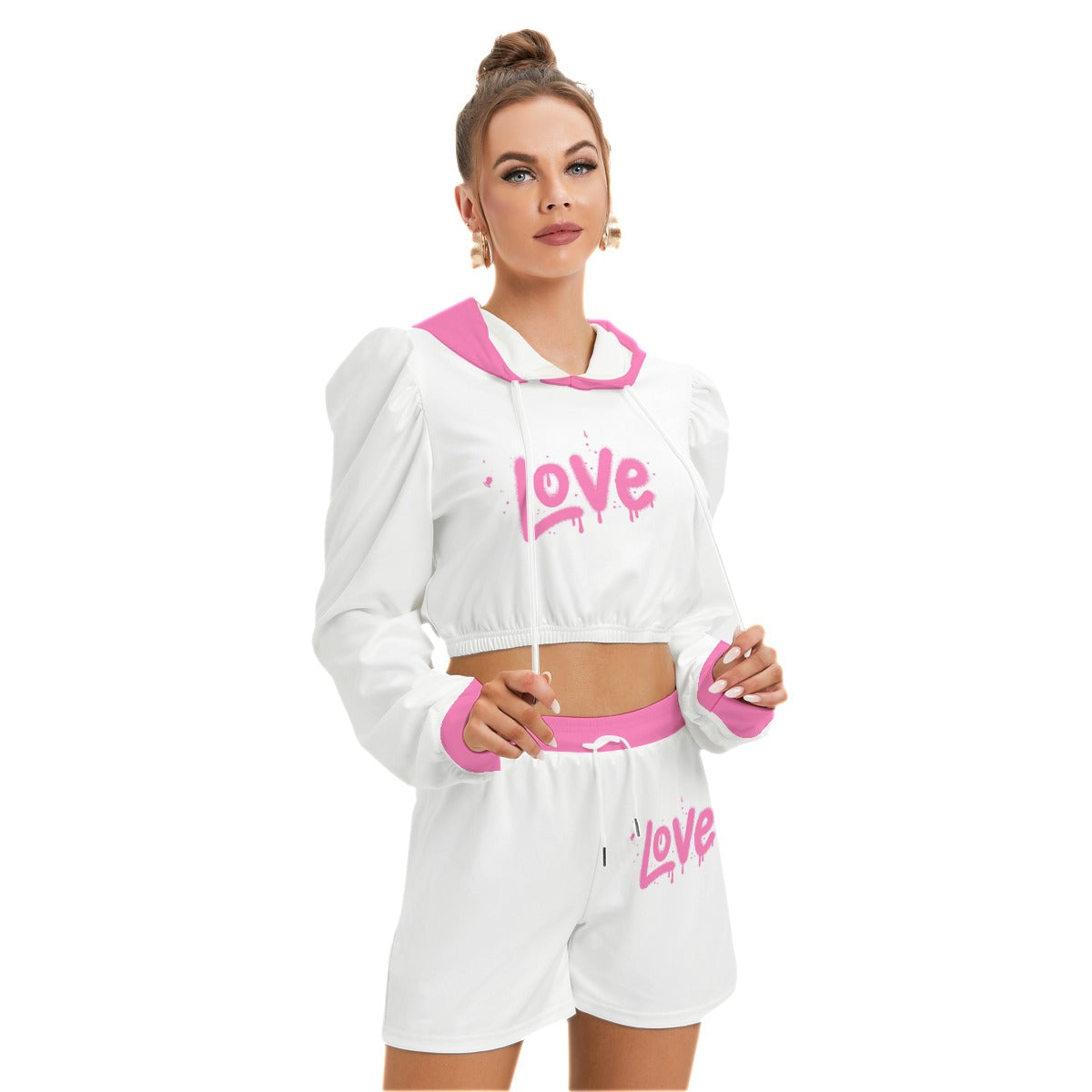 Love Women's Micro Fleece Hoodie And Shorts Set