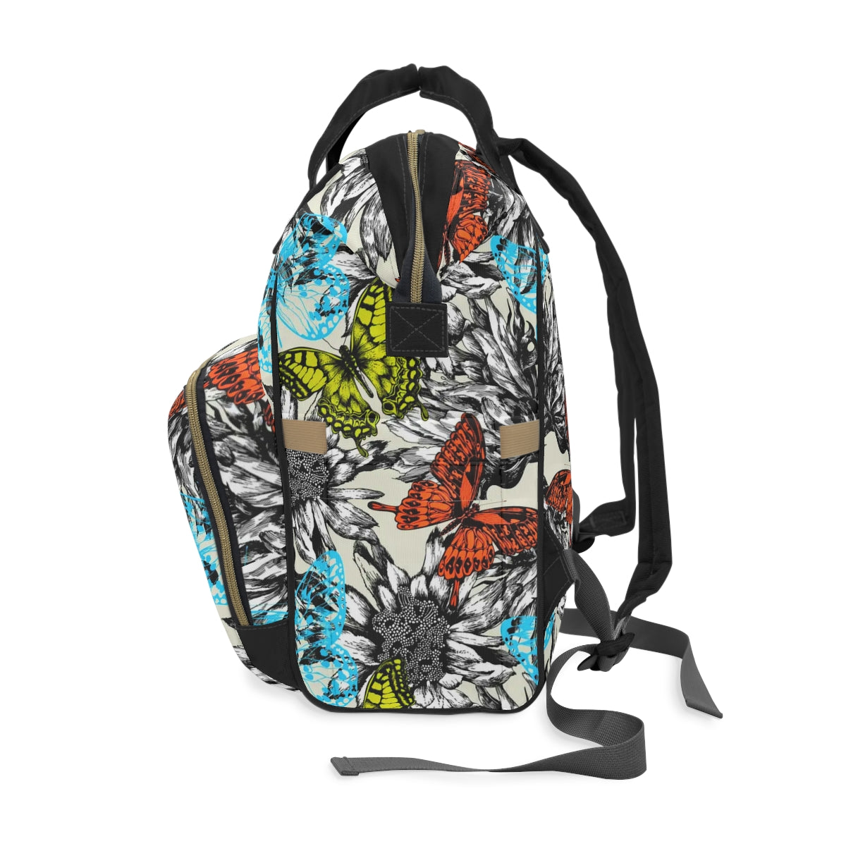 Blooming Roses & Colorful Butterflies Multifunctional Backpack