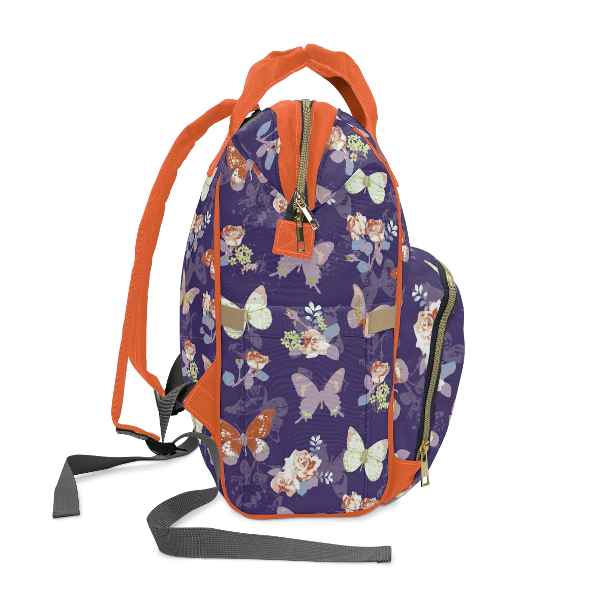 Orange & White Butterflies Multifunctional Backpack