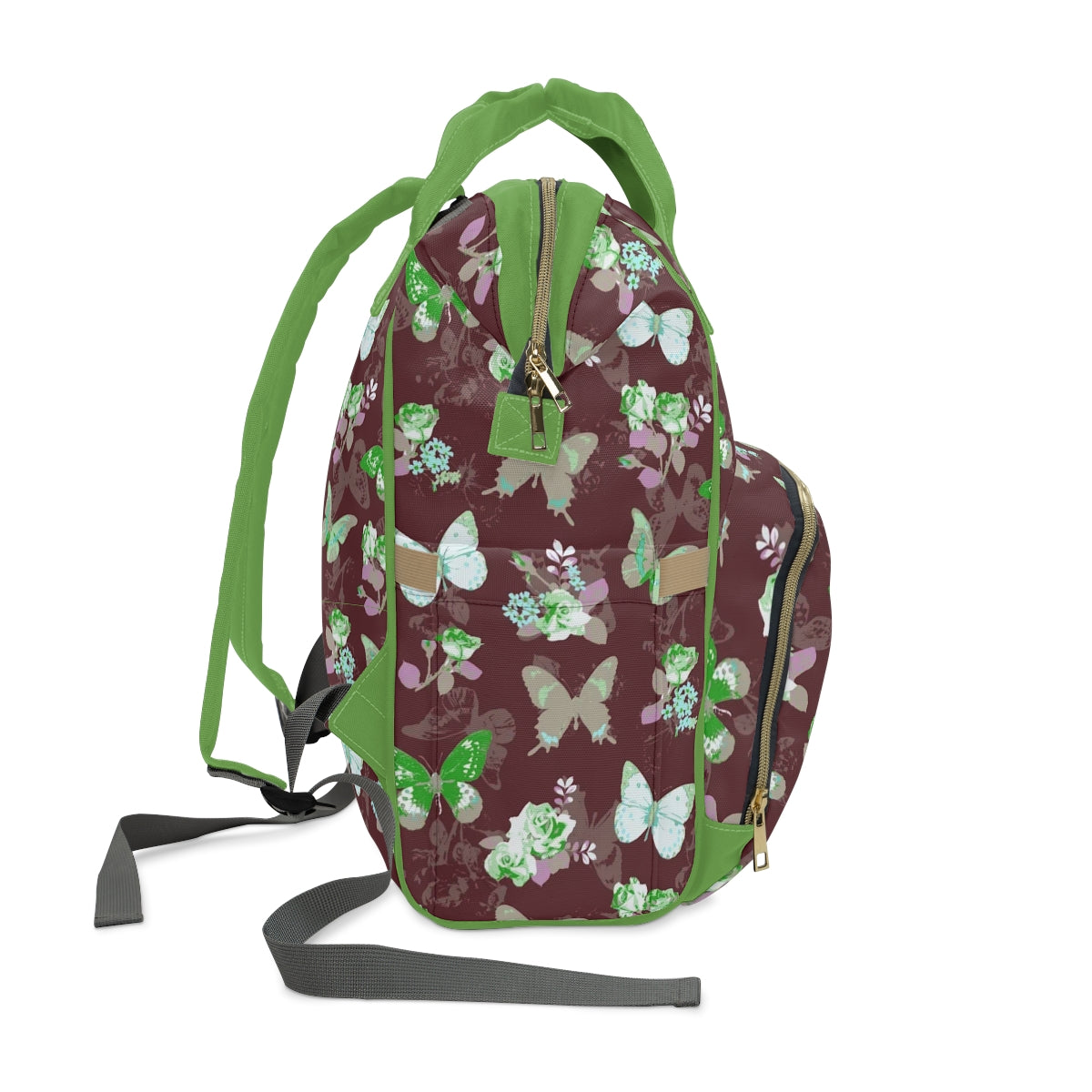 Green & White Butterflies Multifunctional Backpack