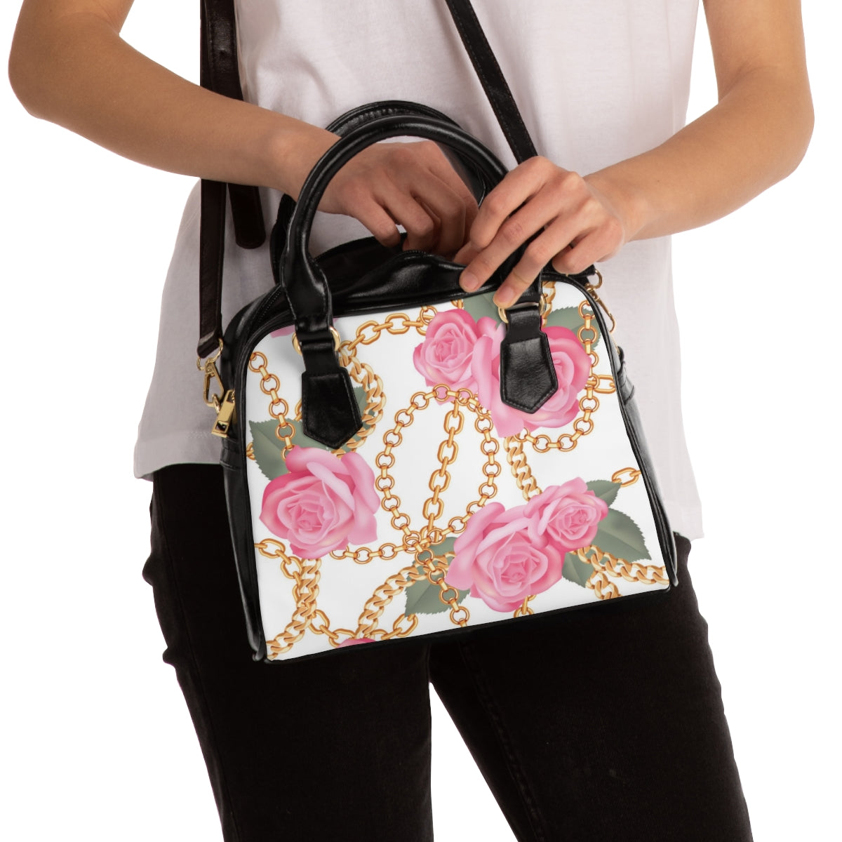 Chains & Roses Shoulder Handbag