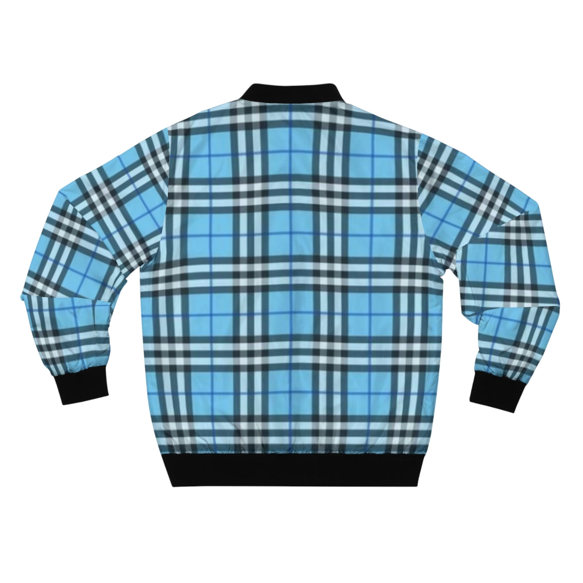 Baby Blue Plaid Bomber Jacket