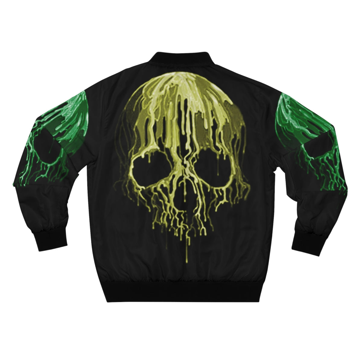 Yellow & Green Drippy Skull Bomber Jacket