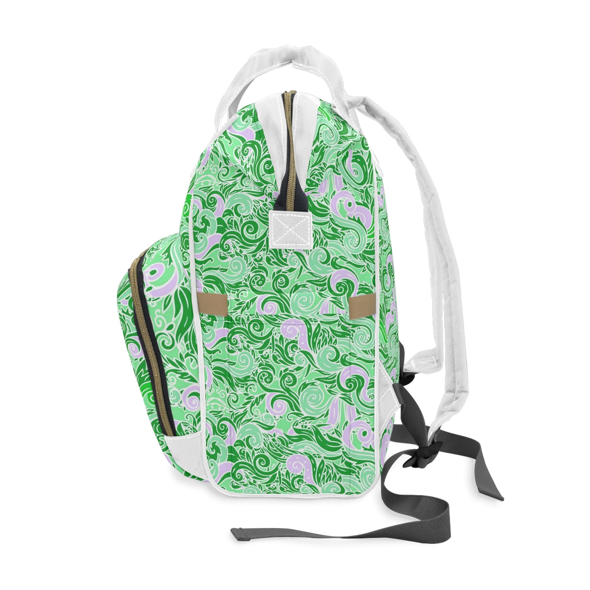 Green & Pink Swirls Multifunctional Backpack