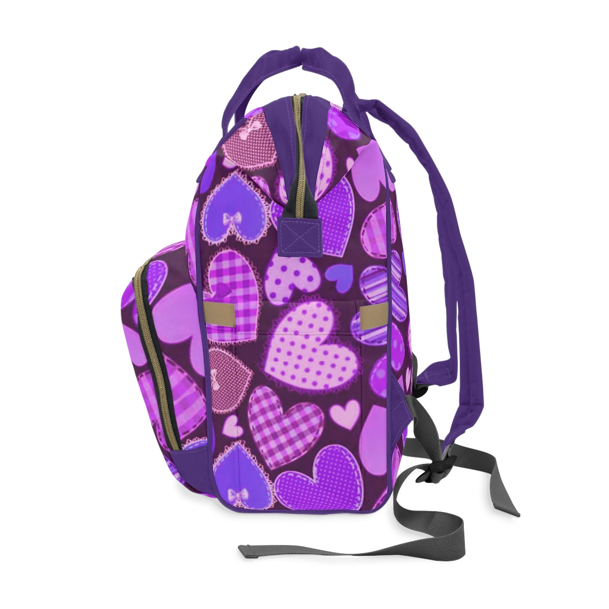 Cute Purple Hearts Multifunctional Backpack