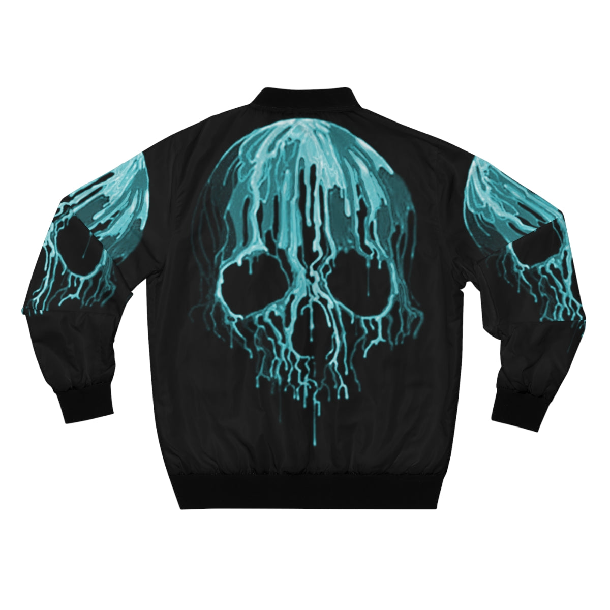 Teal Drippy Skull Bomber Jacket