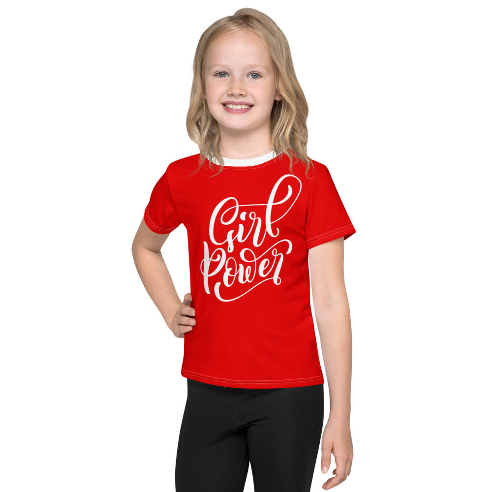 Red & White Girl Power Kids T-shirt