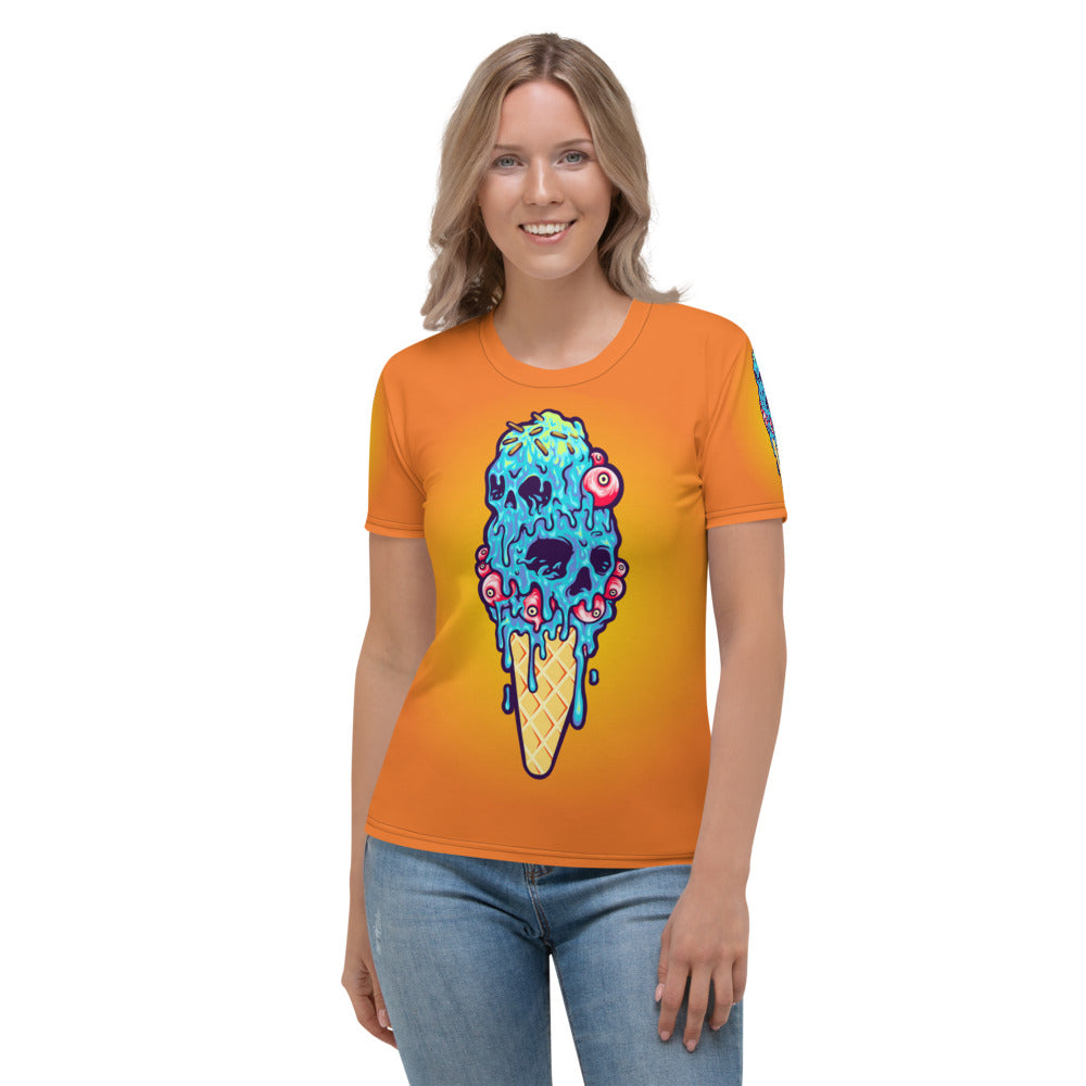 Creepy Skull Ice Cream Cone Women's T-shirt