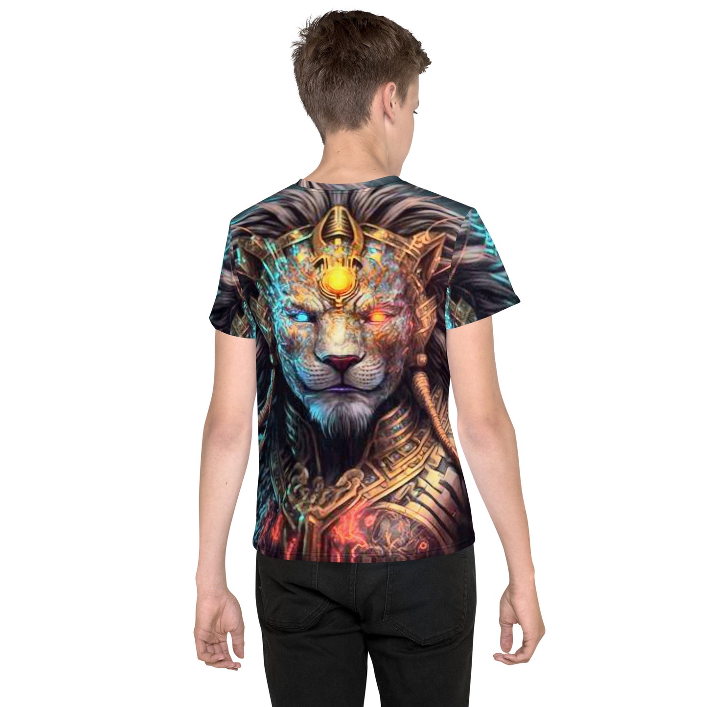 Cyborg Lion Kids crew neck t-shirt