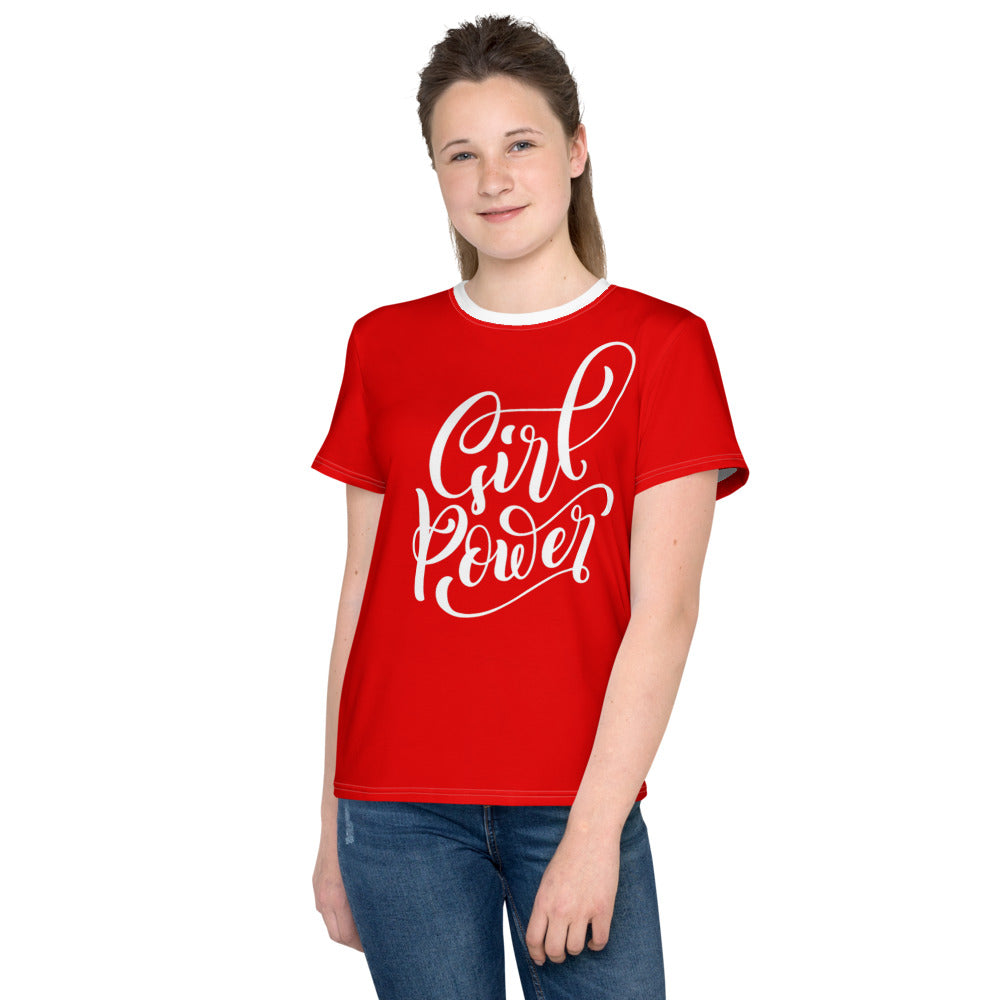 Red & White Girl Power Kids T-shirt