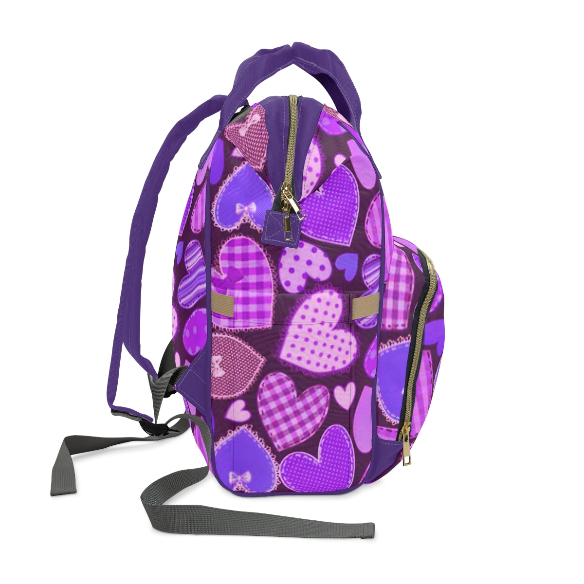 Cute Purple Hearts Multifunctional Backpack