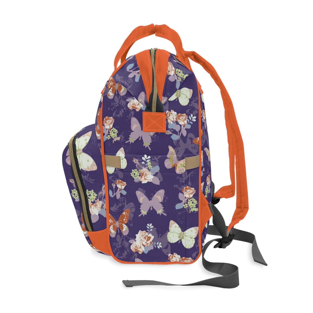 Orange & White Butterflies Multifunctional Backpack