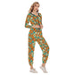 Women's Groovy Retro Crop Hoodie Sports Set
