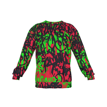 Graffiti Style Men's Drop Shoulder Round Neck Long-Sleeved Sweatshirt