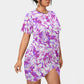 Women's Beach Vibes Stacked Hem Dress With Short Sleeve（Plus Size）