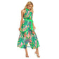 Women's Tropic Summer Vibes Wrap Hem Belted Halter Dress