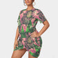 Women's Tropic Summer Vibes Stacked Hem Dress With Short Sleeve（Plus Size）