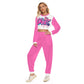Women's Love Graffiti Style Crop Sweatshirt Suit