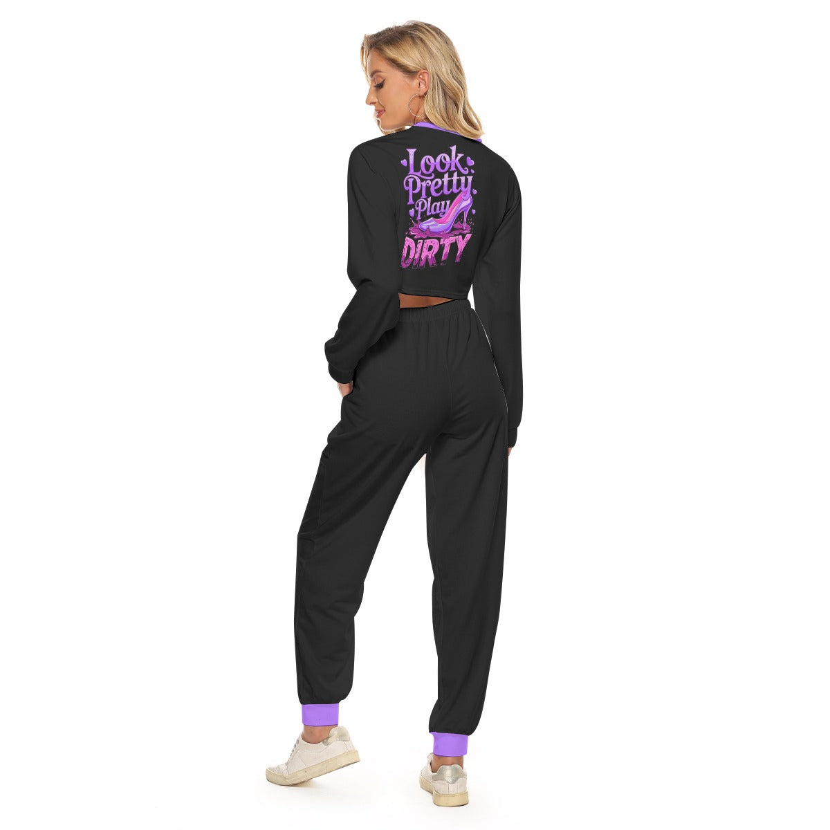 Look Pretty Play Dirty Women's Crop Sweatshirt Suit