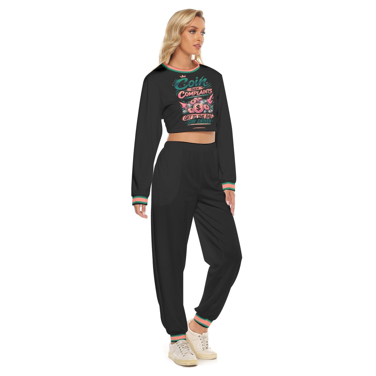 Coins Over Complaints Women's Crop Sweatshirt Suit