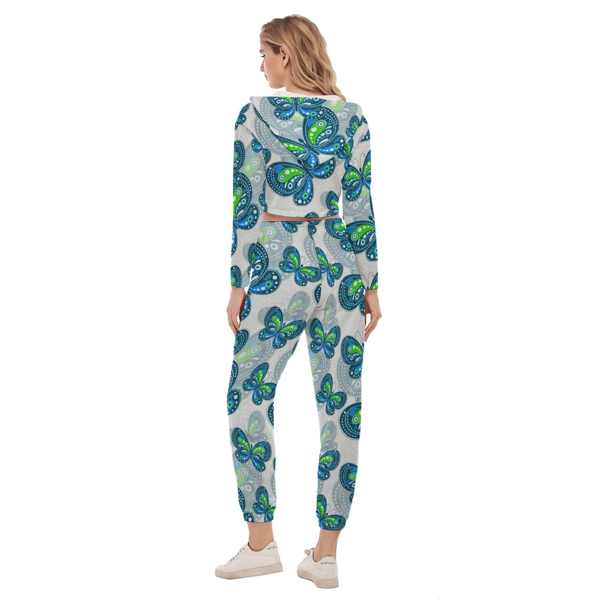 Women's Spring Time Vibes Crop Hoodie Sports Set