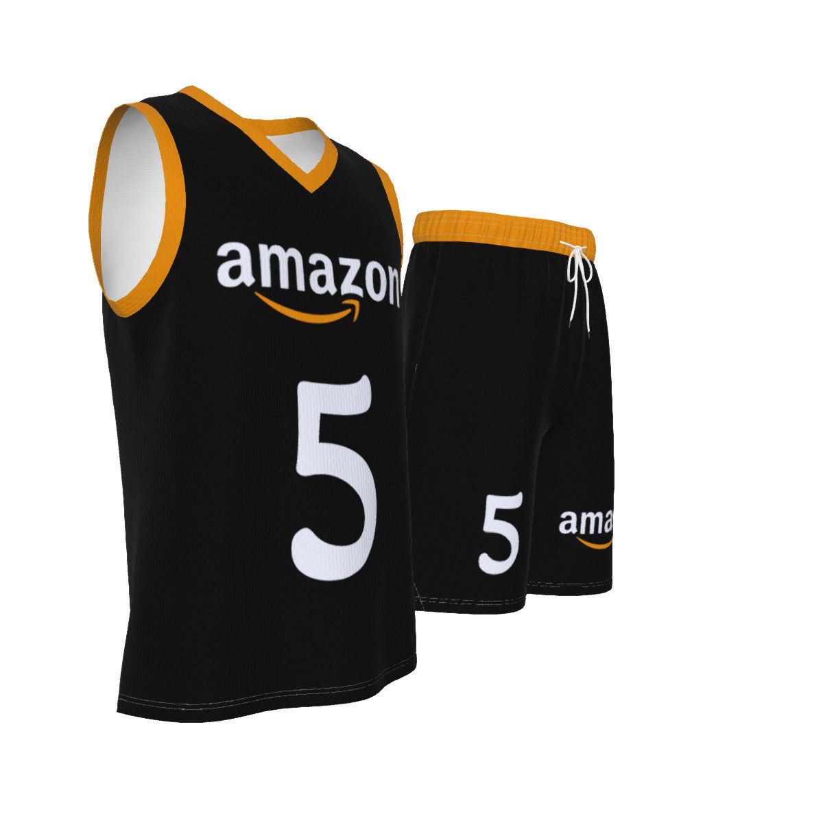 Black Amazon V Neck Basketball Suit