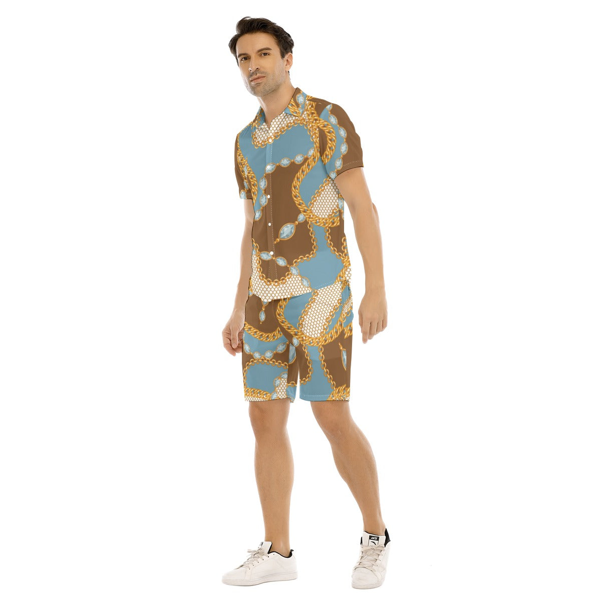 Men's Golden Chains Short Sleeve Shirt Set