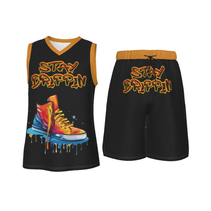 Stay Drippin Men's V Neck Basketball Suit