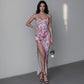 Women's Whispering Petals Long Dress with Slit