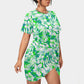 Women's Beach Vibes Stacked Hem Dress With Short Sleeve（Plus Size）