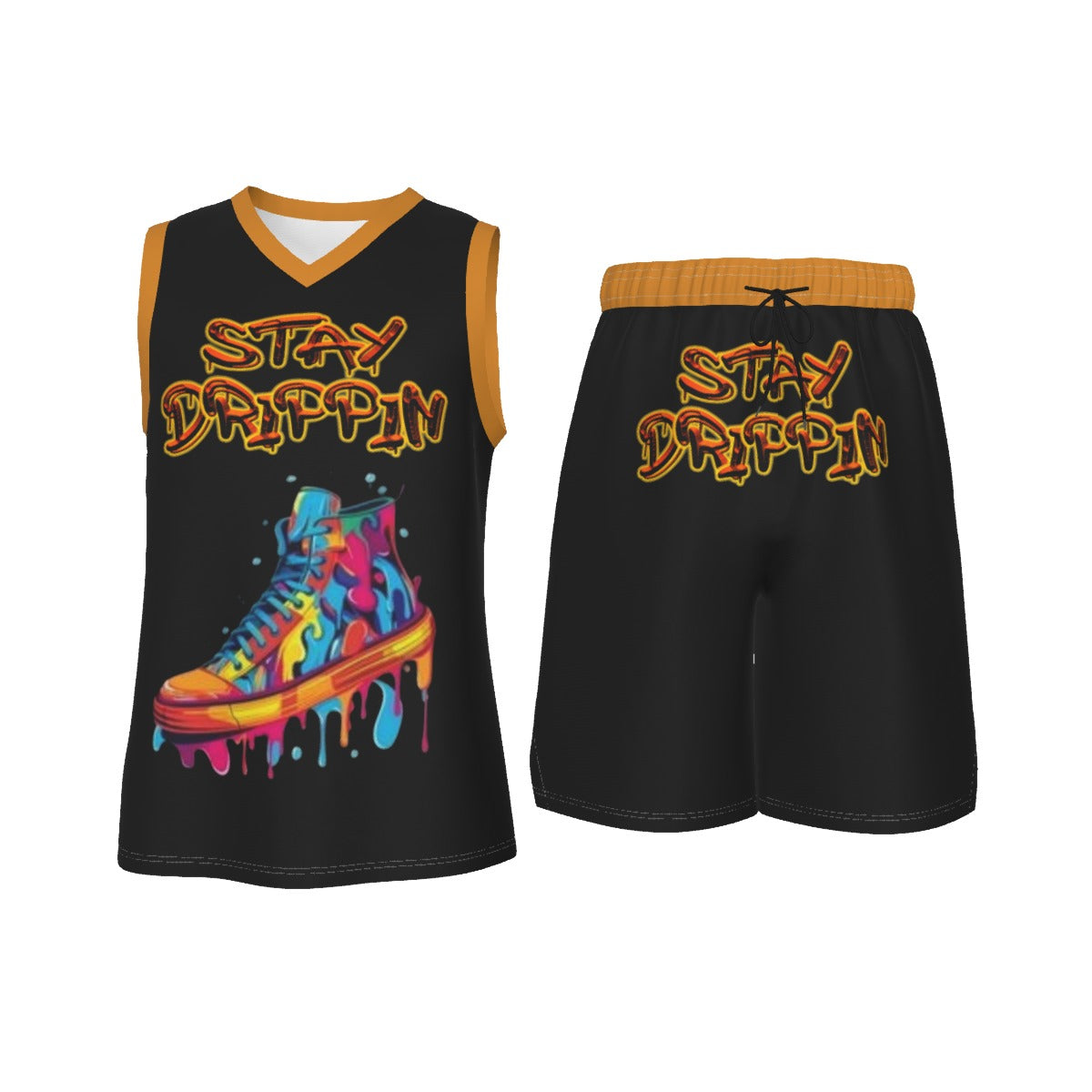 Stay Drippin Men's V Neck Basketball Suit