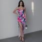Women's Exotic Orchid Flowers Long Dress with Slit