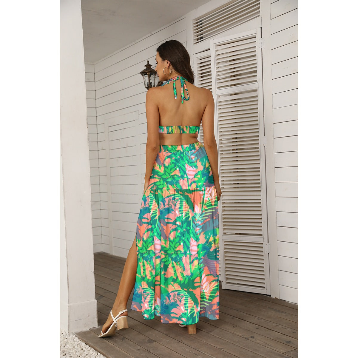 Women's Tropic Summer Vibes Tie Back Wrap Dress